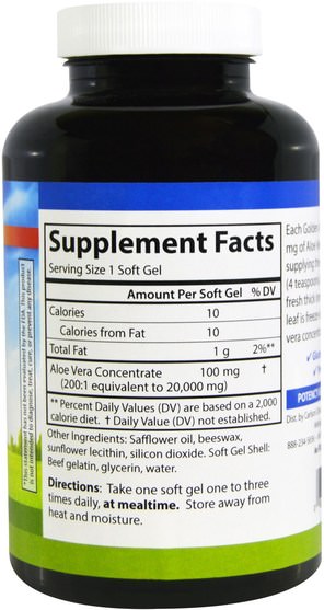補充劑，蘆薈，蘆薈帽凝膠帽 - Carlson Labs, Golden Aloe, 100 mg, 180 Soft Gels