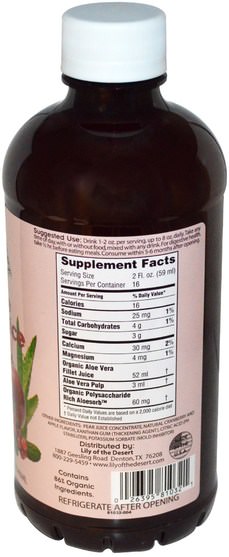 補充劑，蘆薈，蘆薈液，食品，咖啡茶和飲料，果汁 - Lily of the Desert, Cran Apple Aloe Vera Juice, 32 fl oz (946 ml)
