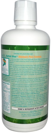 補充劑，蘆薈，蘆薈液，健康，消化，胃 - Aloe Life International, Inc, Herbal Aloe, Stomach Plus Formula, 32 fl oz (1 Quart)