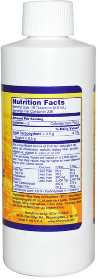 補充劑，蘆薈，蘆薈液 - Now Foods, Aloe Vera Concentrate, 4 fl oz (118 ml)