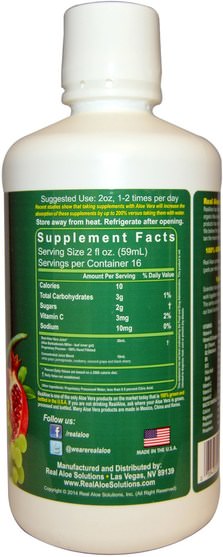 補充劑，蘆薈，蘆薈液 - Real Aloe Aloe Vera Super Juice, 32 fl oz (960 ml)