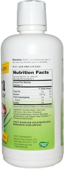 補充劑，蘆薈 - Natures Way, Aloe Vera, Leaf Juice, 33.8 fl oz (1 Liter)