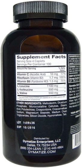 補充劑，氨基酸，bcaa（支鏈氨基酸） - Dymatize Nutrition, BCAA Complex 2200, Branched Chain Amino Acids, 400 Caplets