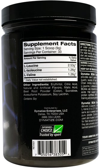 補充劑，氨基酸，bcaa（支鏈氨基酸） - Dymatize Nutrition, BCAA, Complex 5050, Branched Chain Amino Acids, Watermelon, 10.6 oz (300 g)