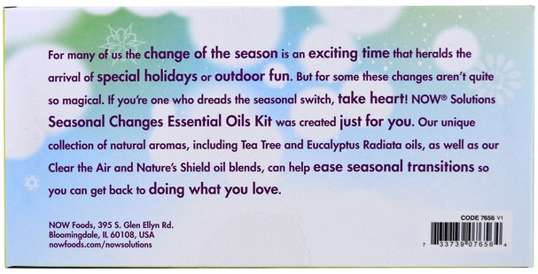 補充劑，氨基酸，bcaa（支鏈氨基酸） - Now Foods, Seasonal Changes, Balancing Essential Oils Kit, 4 Bottles, 1/3 fl oz. (10 ml) Each