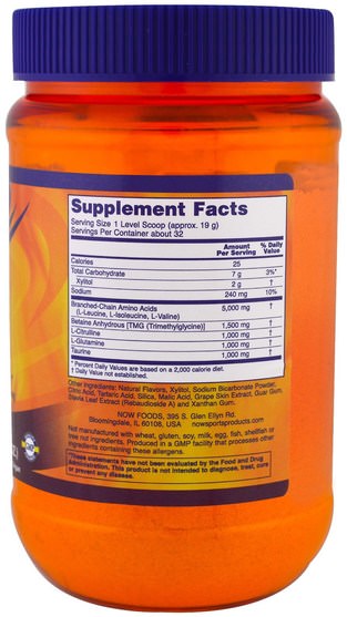 補充劑，氨基酸，bcaa（支鏈氨基酸） - Now Foods, Sports, BCAA Big 6, Natural Grape Flavor, 21.16 oz (600 g)