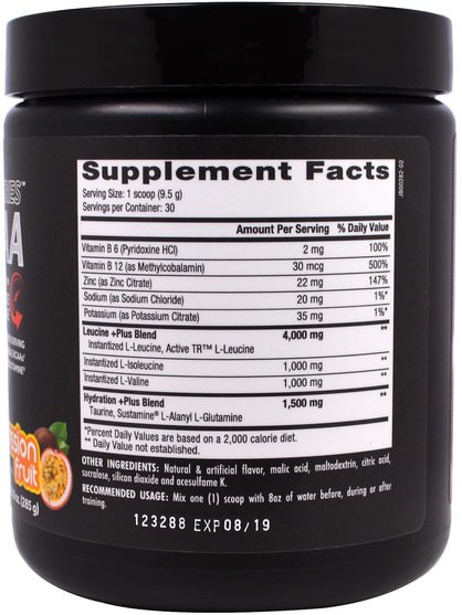 補充劑，氨基酸，bcaa（支鏈氨基酸），運動，肌肉 - Betancourt, Plus Series BCAA, Passion Fruit, 10.0 oz (285 g)
