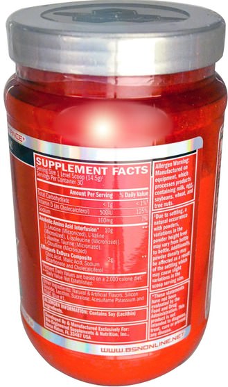 補充劑，氨基酸，bcaa（支鏈氨基酸），運動，運動 - BSN, Amino X, Effervescent BCAA Formula, Green Apple, 15.3 oz (435 g)