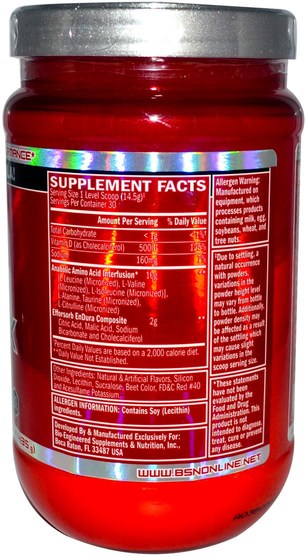 補充劑，氨基酸，bcaa（支鏈氨基酸），運動，運動 - BSN, Amino-X, Endurance & Recovery Agent, Fruit Punch, 15.3 oz (435 g)