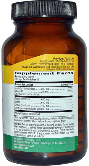 補充劑，氨基酸，gaba（γ氨基丁酸） - Country Life, GABA Relaxer, 90 Tablets