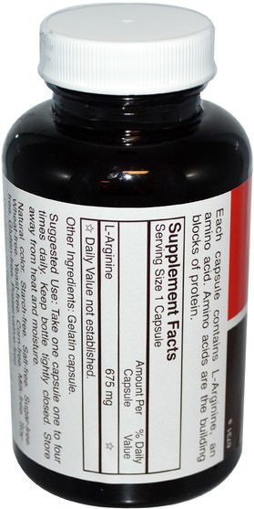 補充劑，氨基酸，精氨酸 - Carlson Labs, L-Arginine, 675 mg, 90 Capsules