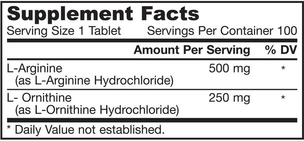 補充劑，氨基酸，精氨酸，精氨酸+ l鳥氨酸 - Jarrow Formulas, Arginine + Ornithine, 750 mg, 100 Tablets