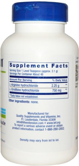 補充劑，氨基酸，精氨酸，精氨酸+ l鳥氨酸 - Life Extension, Arginine Ornithine Powder, 5.29 oz (150 g)