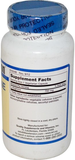 補充劑，氨基酸，精氨酸 - Life Extension, L-Arginine Caps, 700 mg, 200 Veggie Caps