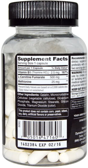 補充劑，氨基酸，左旋肉鹼 - Dymatize Nutrition, L-Carnitine Xtreme, 60 Capsules