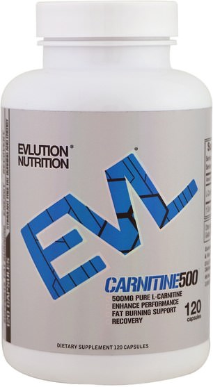 補充劑，氨基酸，左旋肉鹼，左旋肉鹼 - EVLution Nutrition, Carnitine 500, 120 Capsules