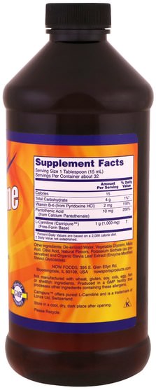 補充劑，氨基酸，左旋肉鹼，左旋肉鹼液 - Now Foods, L-Carnitine Liquid, Tropical Punch Flavor, 1.000 mg, 16 fl oz (473 ml)