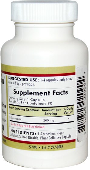 補充劑，氨基酸，l肌肽 - Kirkman Labs, L-Carnosine, 200 mg, 90 Capsules