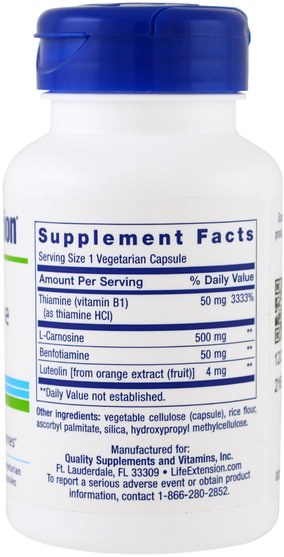 補充劑，氨基酸，l肌肽 - Life Extension, Super Carnosine, 500 mg, 60 Veggie Caps