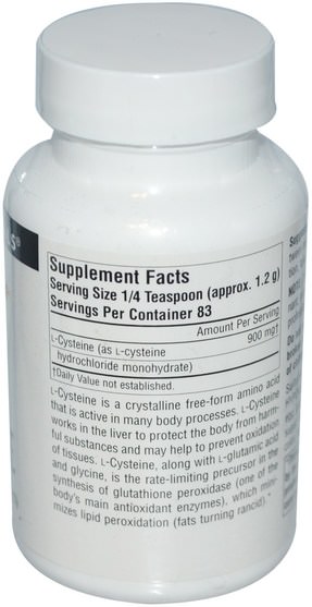 補充劑，氨基酸，半胱氨酸 - Source Naturals, L-Cysteine, 3.53 oz (100 g)