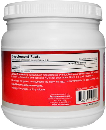 補充劑，氨基酸，l谷氨酰胺，l谷氨酰胺粉末 - Jarrow Formulas, L-Glutamine, Powder, 17.6 oz (500 g)