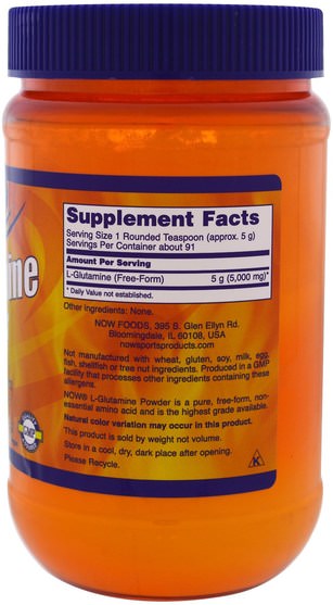 補充劑，氨基酸，l谷氨酰胺，l谷氨酰胺粉末 - Now Foods, L-Glutamine Powder, 1 lbs (454 g)