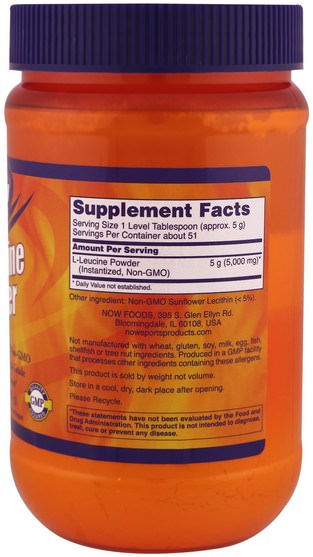補充劑，氨基酸，亮氨酸 - Now Foods, Sports, L-Leucine Powder, 9 oz (255 g)