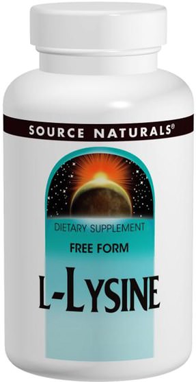 補充劑，氨基酸，l賴氨酸 - Source Naturals, L-Lysine, 1.000 mg, 100 Tablets