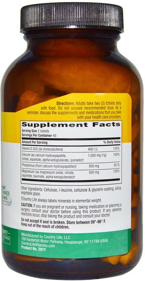 補充劑，氨基酸，礦物質，鈣和鎂 - Country Life, Target-Mins, Calcium Magnesium Complex, with Vitamin D3, 90 Tablets