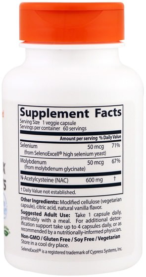 補充劑，氨基酸，nac（n乙酰半胱氨酸） - Doctors Best, NAC Detox Regulators, 60 Veggie Caps