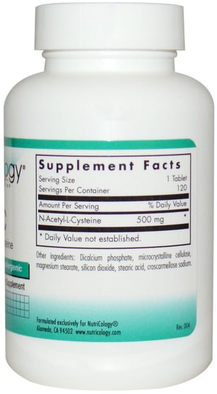 補充劑，氨基酸，nac（n乙酰半胱氨酸） - Nutricology, NAC, N-Acetyl-L-Cysteine, 120 Tablets
