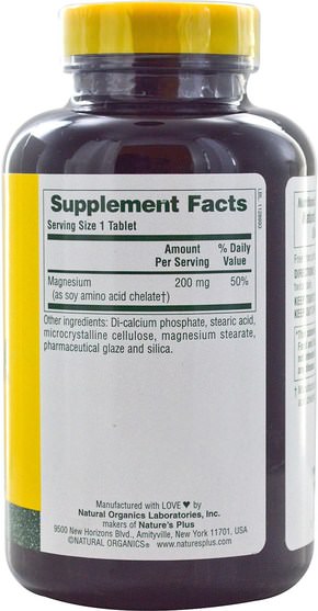 補充劑，氨基酸 - Natures Plus, Magnesium, 200 mg, 180 Tablets