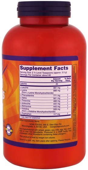 補充劑，氨基酸 - Now Foods, Sports, Amino-9 Essentials Powder, 11.64 oz (330 g)