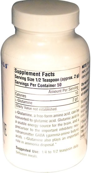 補充劑，氨基酸 - Source Naturals, L-Glutamine, Free-Form Powder, 3.53 oz (100 g)