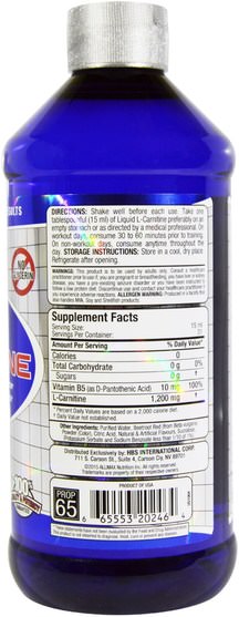 補充劑，氨基酸，運動，左旋肉鹼液 - ALLMAX Nutrition, L-Carnitine Liquid + Vitamin B5, Wildberry Blast Flavor, 16 oz (473 ml)