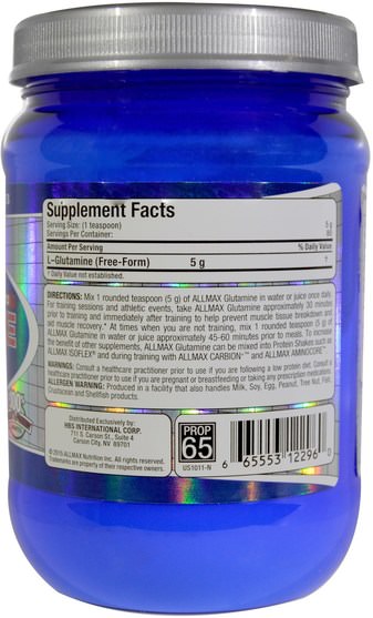 補充劑，氨基酸，運動，l谷氨酰胺粉末 - ALLMAX Nutrition, 100% Pure Japanese-Grade Glutamine Powder, 14.1 oz (400 g)