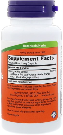 補充劑，抗生素，穿心蓮 - Now Foods, Andrographis Extract, 400 mg, 90 Veg Capsules