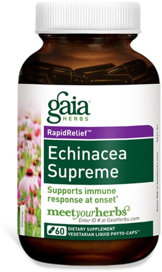 補充劑，抗生素，紫錐花膠囊片 - Gaia Herbs, Echinacea Supreme, 60 Liquid Filled Capsules