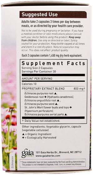 補充劑，抗生素，紫錐花和黃金，健康，免疫系統 - Gaia Herbs, RapidRelief, Echinacea Goldenseal, 60 Vegetarian Liquid Phyto-Caps
