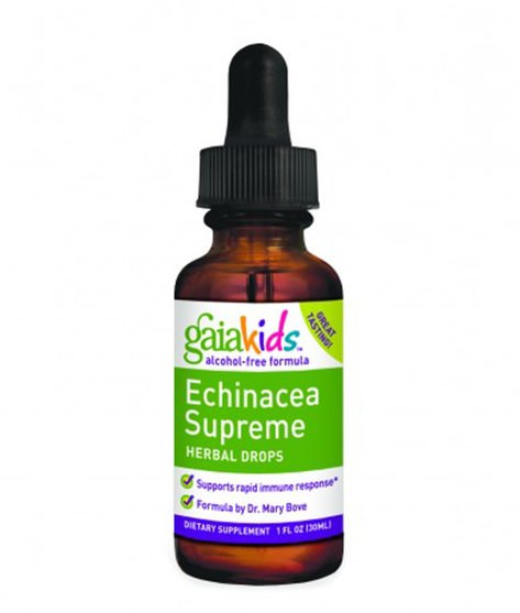 補充劑，抗生素，紫錐花液體 - Gaia Herbs, Kids, Echinacea Supreme Herbal Drops, Alcohol-Free Formula, 1 fl oz (30 ml)