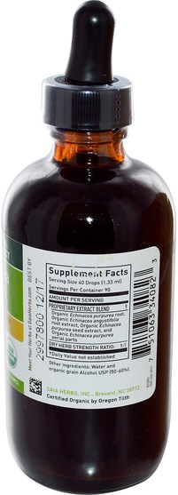 補充劑，抗生素，紫錐花液體 - Gaia Herbs, Organics, Echinacea Supreme, 4 fl oz (120 ml)