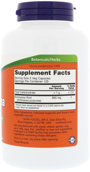 補充劑，抗生素，紫錐花 - Now Foods, Echinacea, 400 mg, 250 Veg Capsules