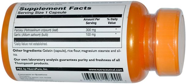 補充劑，抗生素，大蒜 - Thompson, Garlic & Parsley, 90 Capsules