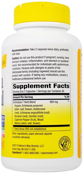補充劑，抗生素 - Natures Way, Echinacea Goldenseal, 450 mg, 180 Veggie Caps