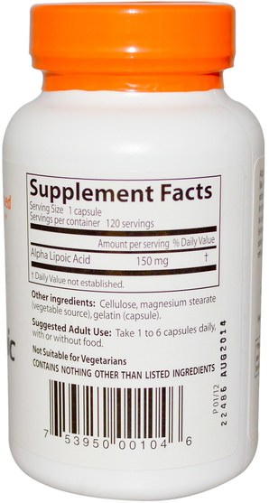 補充劑，抗氧化劑，α硫辛酸，α硫辛酸150毫克 - Doctors Best, Best Alpha Lipoic Acid, 150 mg, 120 Capsules