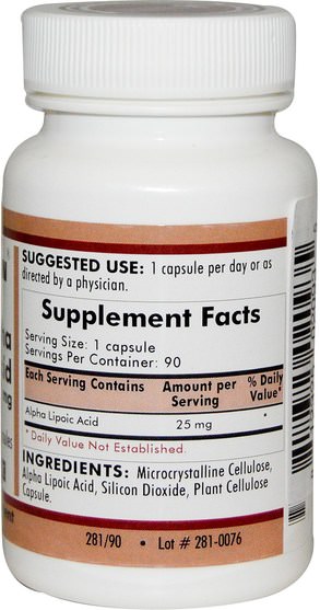 補充劑，抗氧化劑，α硫辛酸 - Kirkman Labs, Alpha Lipoic Acid, 25 mg, 90 Capsules
