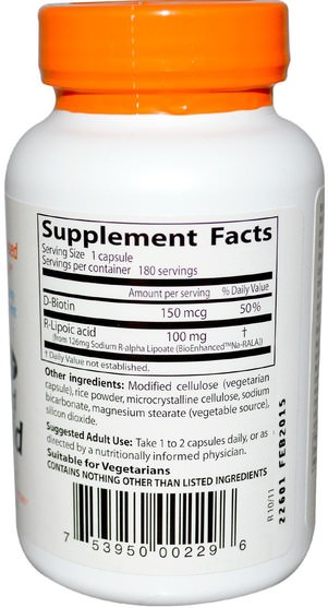 補充劑，抗氧化劑，α硫辛酸，硫辛酸 - Doctors Best, Best Stabilized R-Lipoic Acid, 100 mg, 180 Veggie Caps