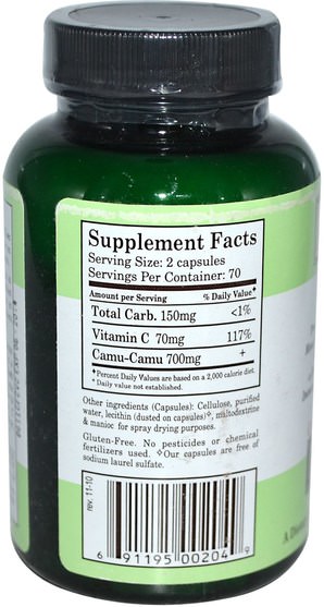 補充劑，抗氧化劑，camu camu - 天然維生素c - Whole World Botanicals, Royal Camu, 350 mg, 140 Vegetarian Capsules