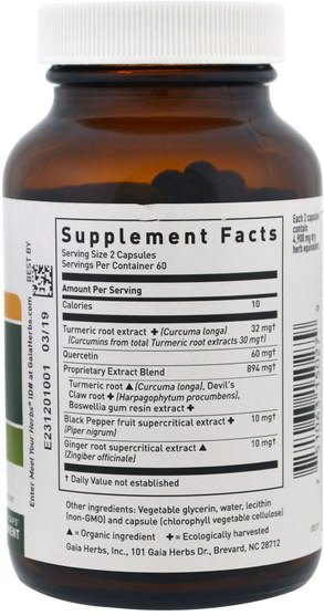 補充劑，抗氧化劑，薑黃素 - Gaia Herbs, Turmeric Supreme, Joint, 120 Vegan Liquid Phyto-Caps