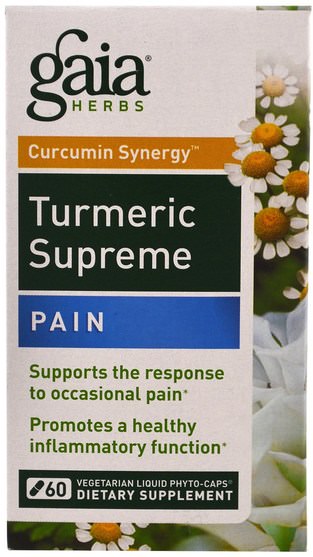 補充劑，抗氧化劑，薑黃素 - Gaia Herbs, Turmeric Supreme, Pain, 60 Vegetarian Liquid Phyto-Caps